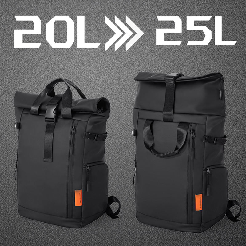 Vedenpitävä, rullattava ja laajennettava läppärireppu